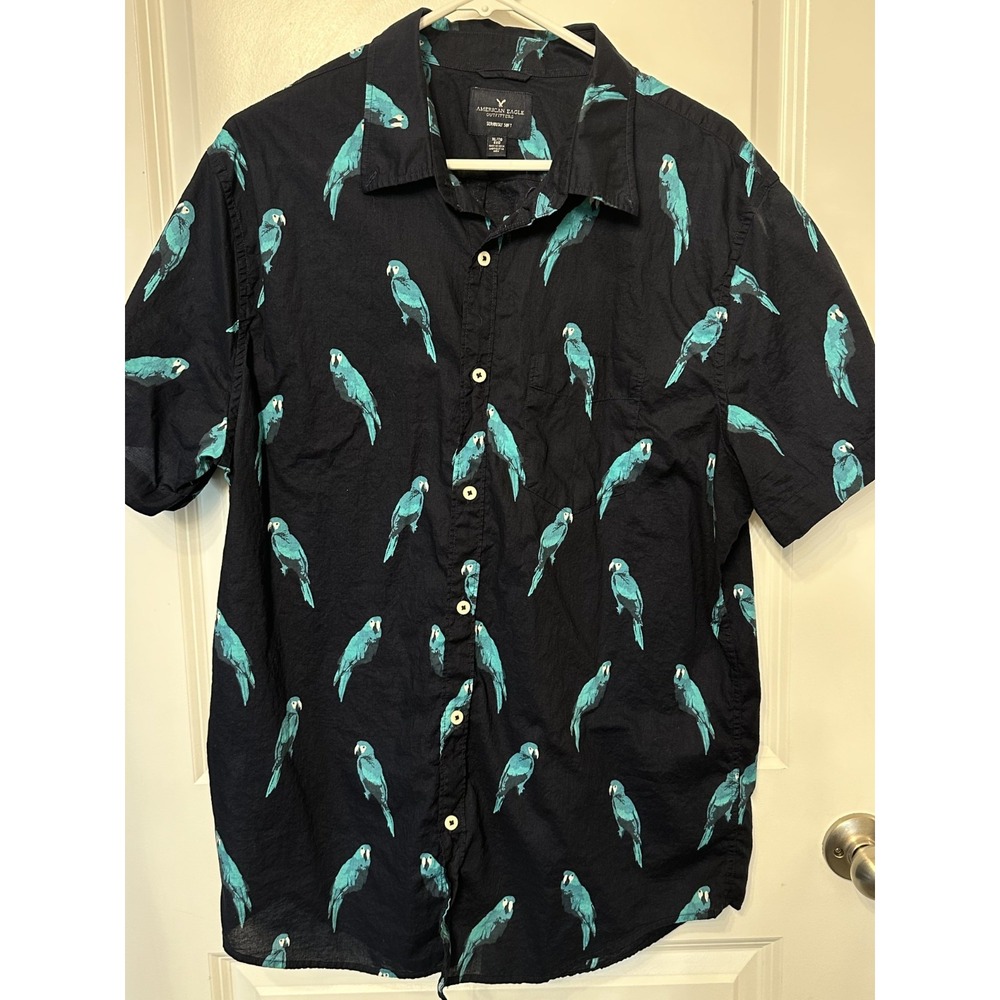 American Eagle Outfitters Seriously Soft Button Down‎ Shirt XL Tropical Hawaiian